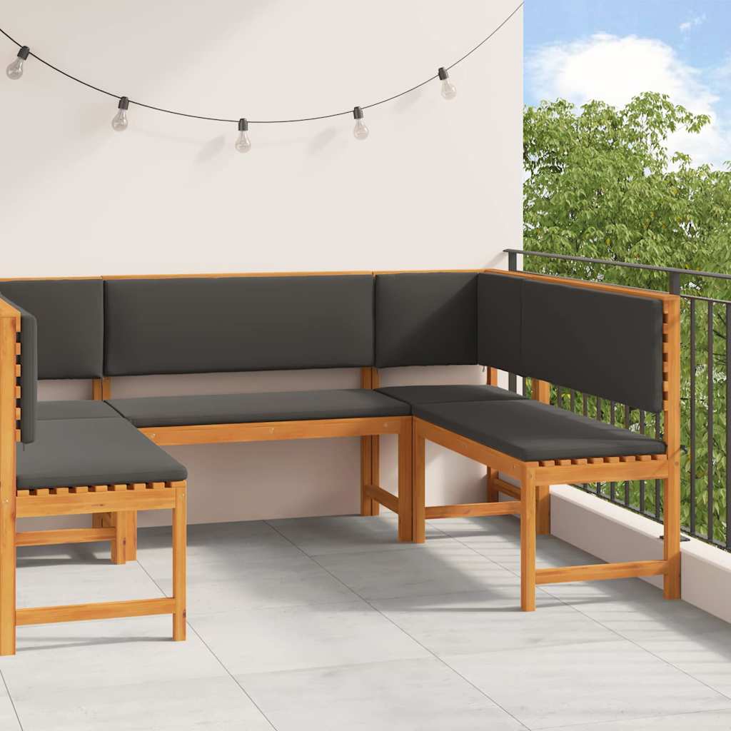 5-teiliges Gartenbank Set mit Kissen - aus solidem Akazienholz gemacht